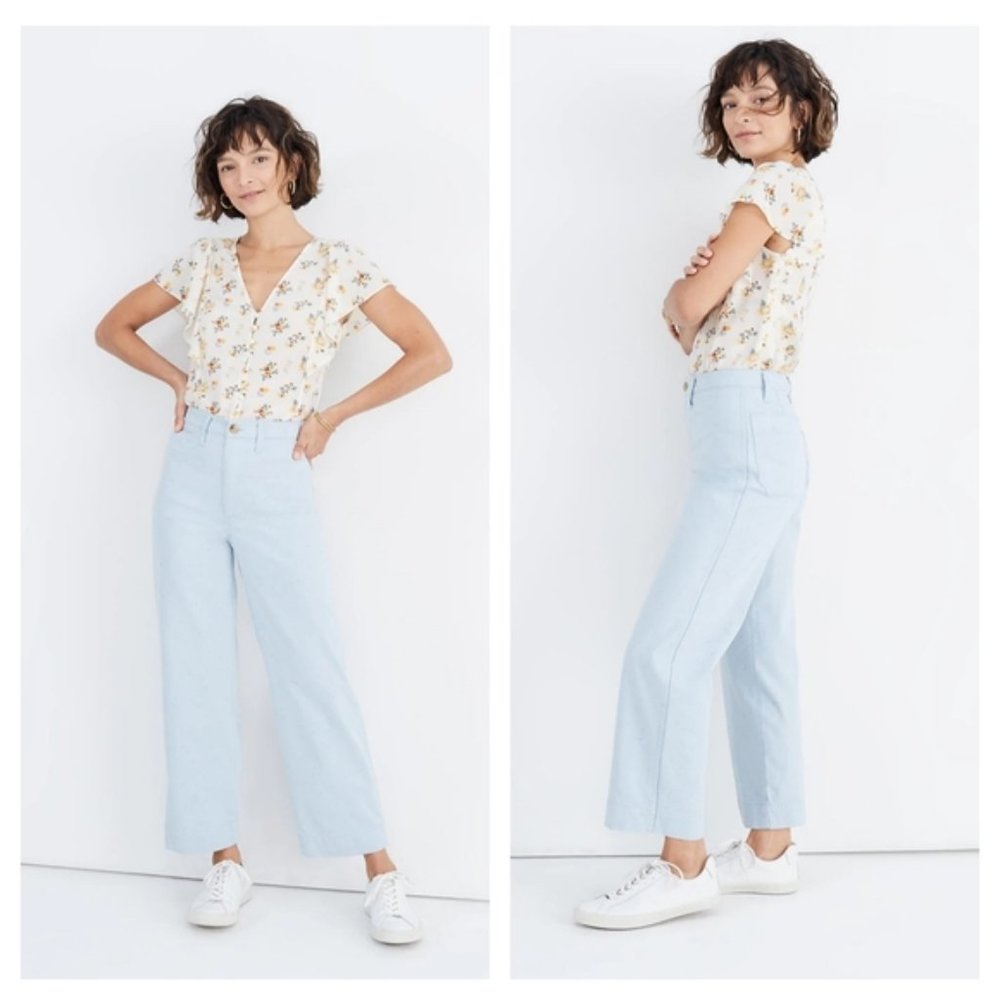 MADEWELL Slim Emmett Wide-Leg Crop Pants Speckle - Picture 1 of 14